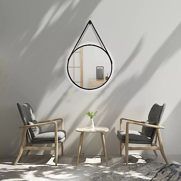 DSK Design LED-Lichtspiegel rund Silver Barbier Ø 50 cm Schwarz matt günstig online kaufen