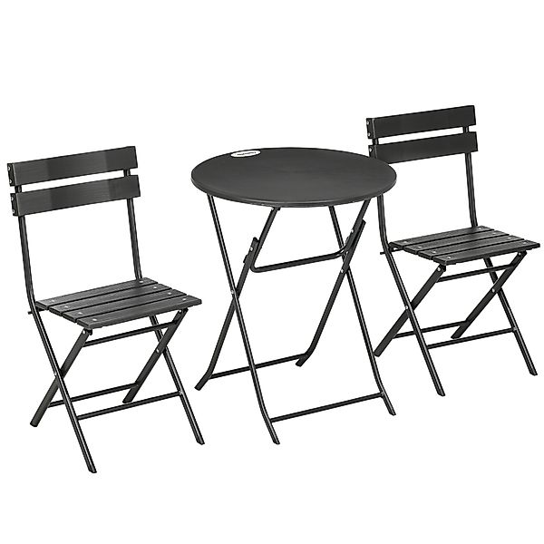 Outsunny Gartenmöbel Set 3-teilig mit 2 klappbaren Stühlen und Tisch aus St günstig online kaufen