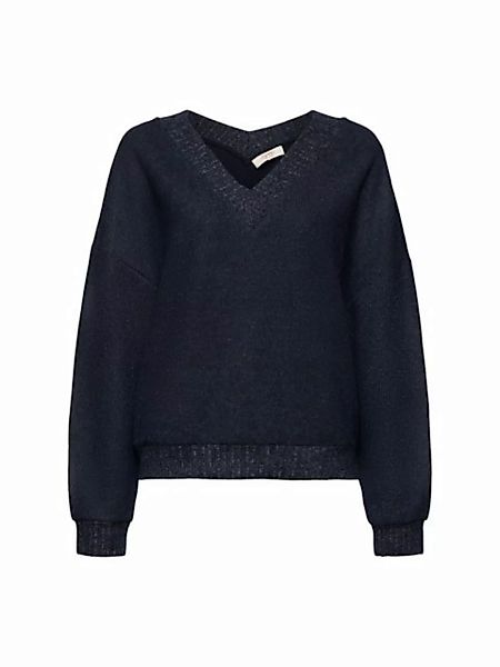 Esprit Sweatshirt V-Ausschnitt-Pullover aus gebürstetem Strick (1-tlg) günstig online kaufen