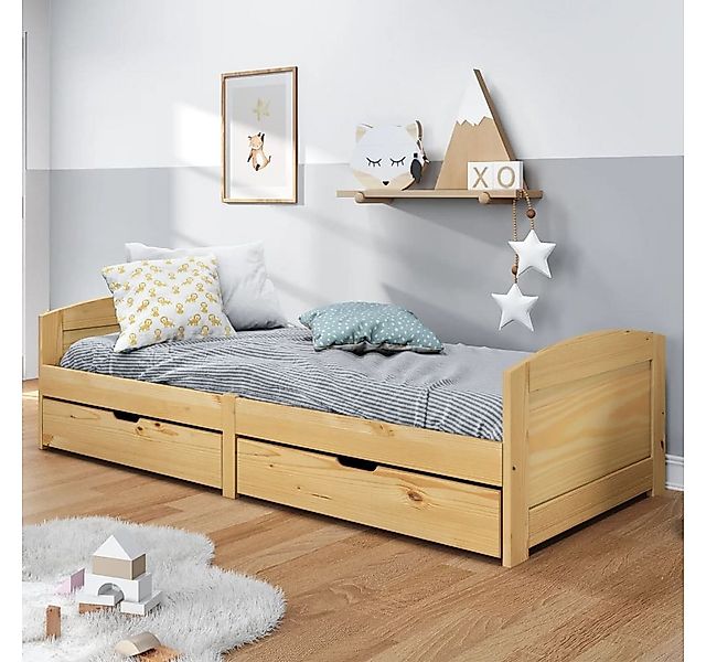 vidaXL Bett, Tagesbett mit 2 Schubladen IRUN 90x200 cm Massivholz Kiefer günstig online kaufen