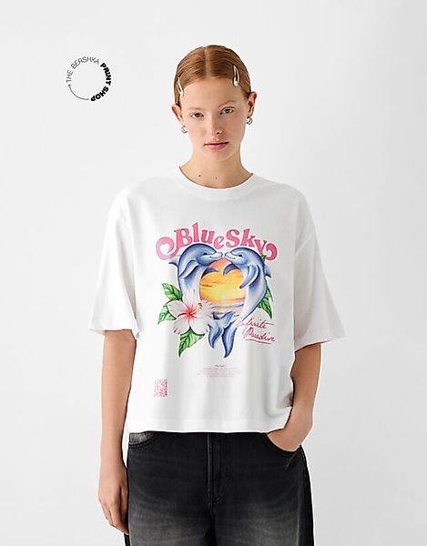Bershka Cropped-Shirt Bershka Wearable Art Im Boxy-Fit Mit Print Damen S We günstig online kaufen