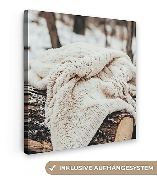 OneMillionCanvasses® Leinwandbild Decke - Weiß - Baumstumpf - Winter - Schn günstig online kaufen