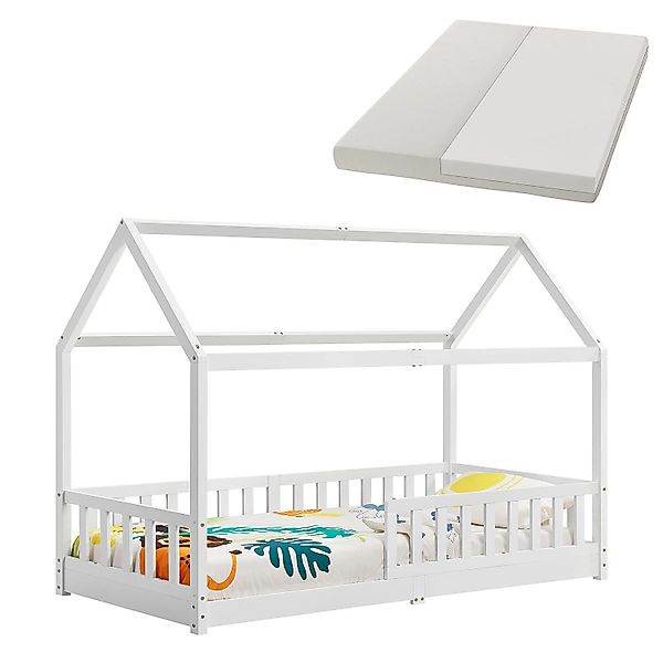 Juskys Kinderbett Marli 90 x 200 cm mit Matratze Weiß günstig online kaufen