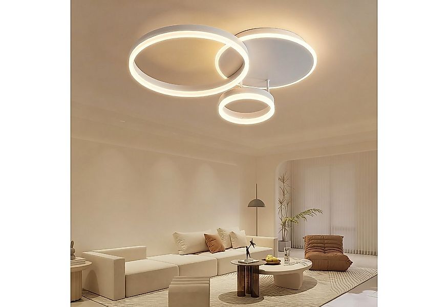 POPOLIC Deckenleuchten 36W LED Deckenleuchte, 65cm 3-Ring, stufenlos dimmba günstig online kaufen