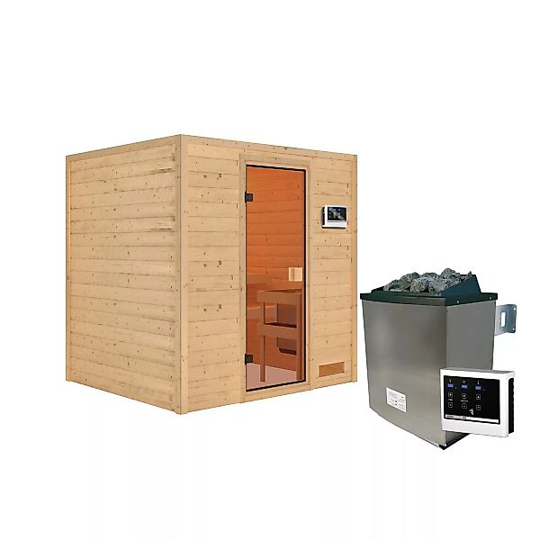 Karibu Sauna Adelina Set Naturbelassen mit Ofen 9 kW ext. Steuerung günstig online kaufen