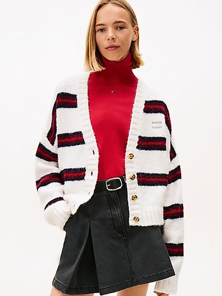 Tommy Jeans Strickjacke "TJW BADGE STRIPE FLUFF CARDI EXT" günstig online kaufen