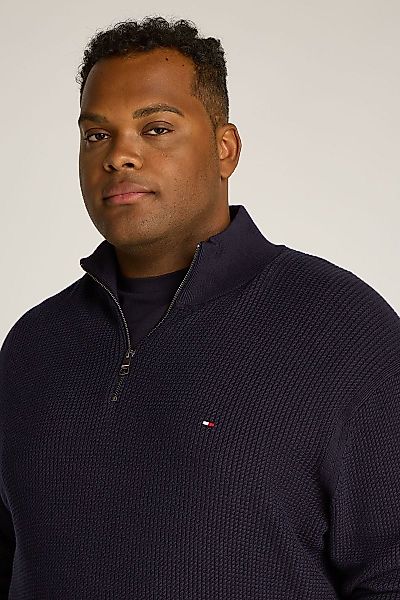 Tommy Hilfiger Big & Tall Half Zip Pullover Struktur Navy - Größe 3XL günstig online kaufen