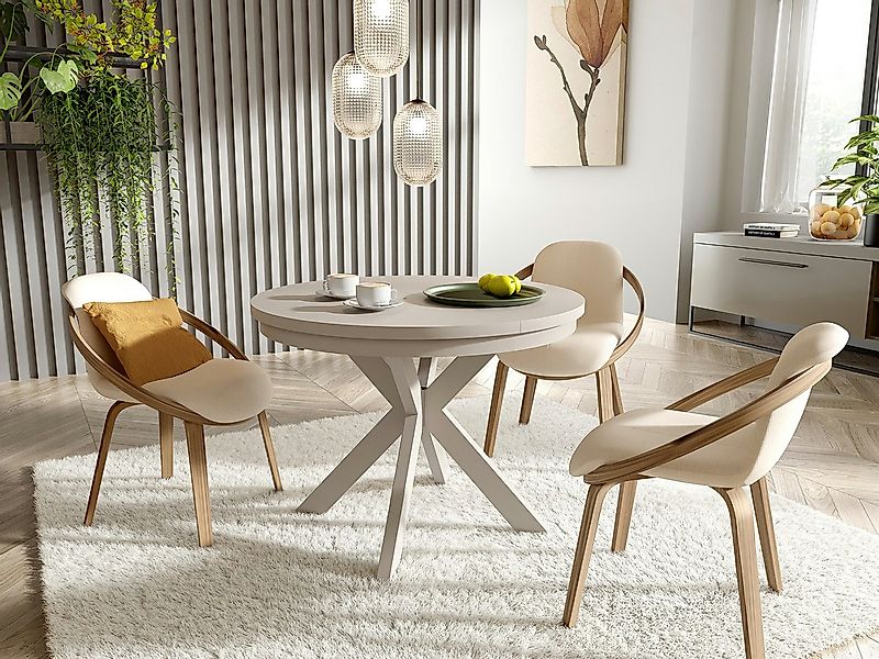 Compleo Esstisch modern, Metallbeine, Runder Esszimmertisch 100-180 BELLAMI günstig online kaufen