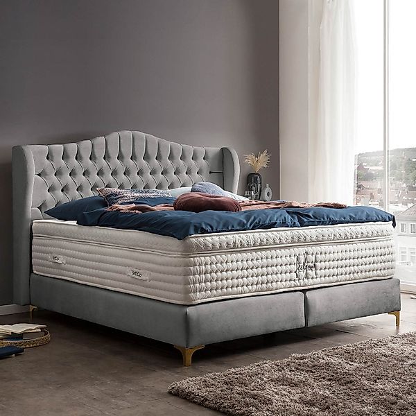 BettCo Boxspringbett Maison (in Silber Samt, günstig online kaufen