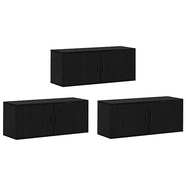 vidaXL Wand-TV-Schrank Set Wandmontiert 3-Tlg Schwarz Eichen-Optik 3415602 günstig online kaufen
