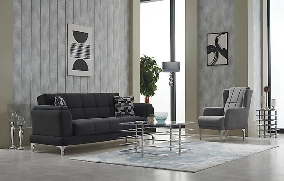 JVmoebel Sofa Garnitur Dreisitzer 3 Sitzer Sofa Stoffsofa Polstersofa Schwa günstig online kaufen