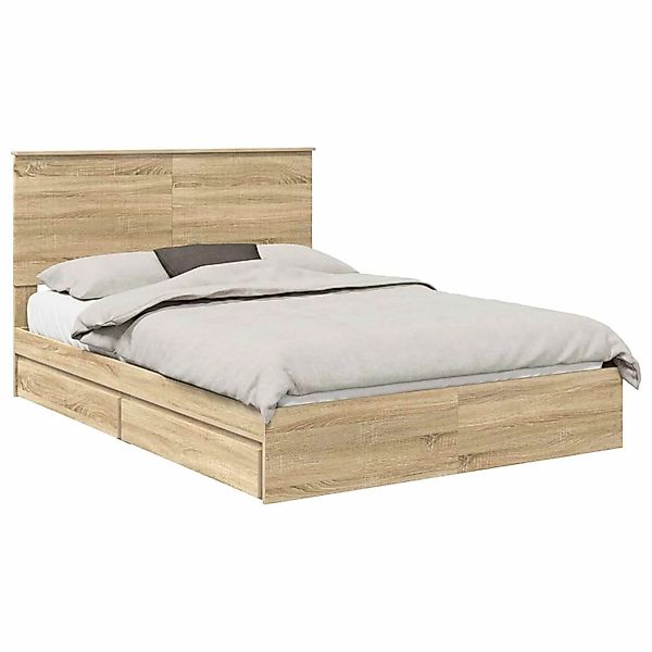 vidaXL Stauraumbett Sonoma-Eiche 140 x 200 cm Holzwerkstoff 3411203 günstig online kaufen