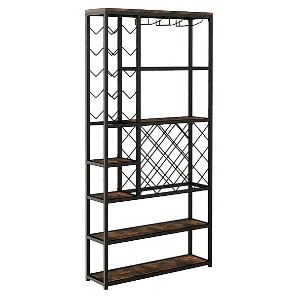Costway Weinregal Metall 27 Flaschen Schwarz 81 x 23 x 166 cm günstig online kaufen
