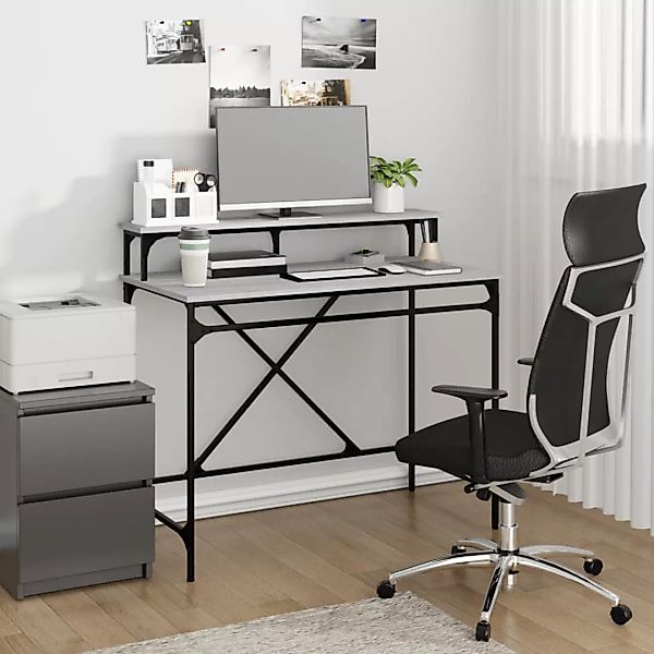 Vidaxl Schreibtisch Grau Sonoma 100x50x90 Cm Holzwerkstoff Und Eisen günstig online kaufen