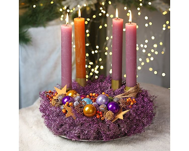 Trockenblume Deko-Kranz Trockenblumen Metallic Lila Lepidium Wandkranz, Via günstig online kaufen