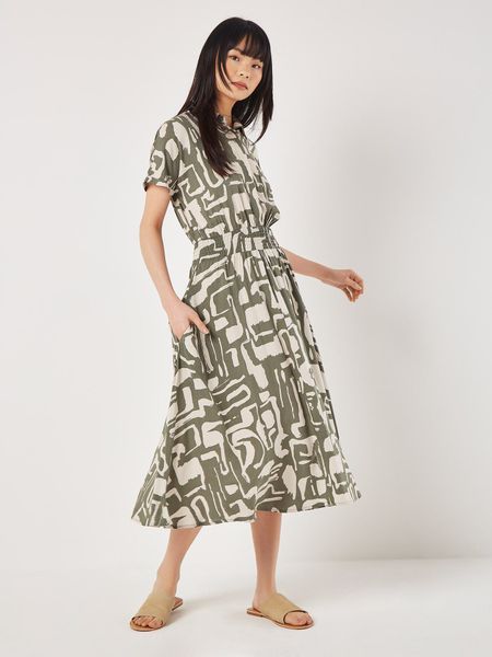 Apricot Druckkleid Geo Grecian Shirt Midi günstig online kaufen