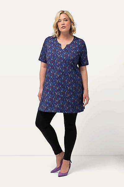 Ulla Popken Longshirt Longshirt Dreiecksmuster Tunika-Ausschnitt günstig online kaufen