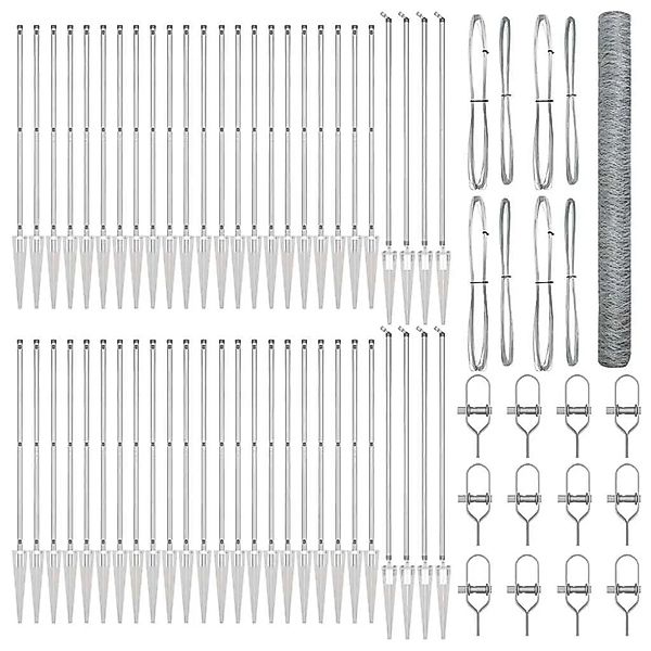 vidaXL Zaunpfosten Silber 100 x 1,5 m 36 mm Maschenweite Stahl 3353459 günstig online kaufen