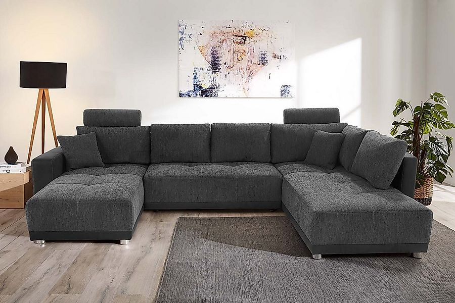 Jockenhöfer Gruppe Wohnlandschaft "Orlando U-Form, B: 337 cm" mit Bettfunkt günstig online kaufen