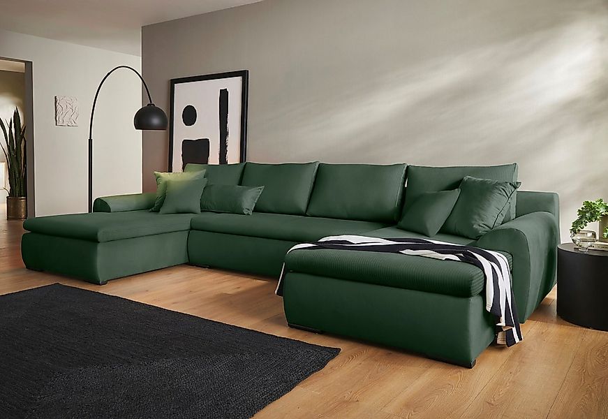 Home affaire Wohnlandschaft "Win U-Form" inklusive Bettfunktion und Bettkas günstig online kaufen