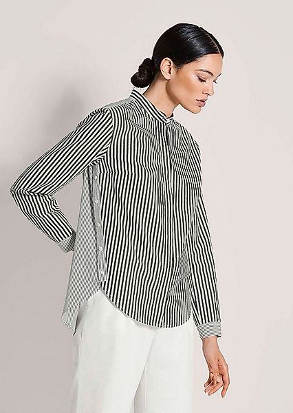 MADELEINE Langarmbluse Blusenshirt mit Knopfdetails Baumwollbluse mit Stehk günstig online kaufen