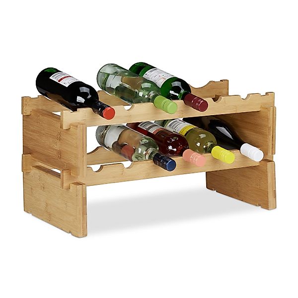 relaxdays Weinregal Stapelbares Weinregal aus Bambus, günstig online kaufen