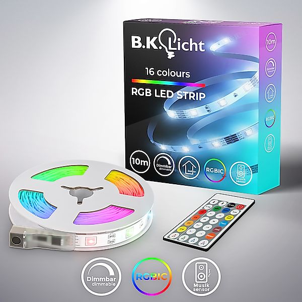 B.K.Licht LED Stripe »RGBIC LED Strip, 10 m, mit Musiksensor« 300 Stk.-flam günstig online kaufen
