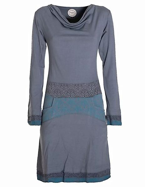 Vishes Jerseykleid Kleid Wasserfallkragen Bund bedruckt Taschen Boho, Ethno günstig online kaufen