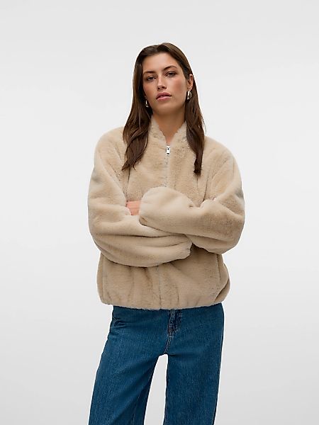 Vero Moda Fellimitatjacke "VMSONJALIGA SHORT JACKET GA BOO" ohne Kapuze günstig online kaufen