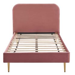 Stoffbett mit Samtbezug Rosa Gestell Goldfarben aus Metall günstig online kaufen