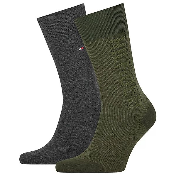 Tommy Hilfiger Seasonal Rib Logo Socken 2 Paare EU 39-42 Olive günstig online kaufen