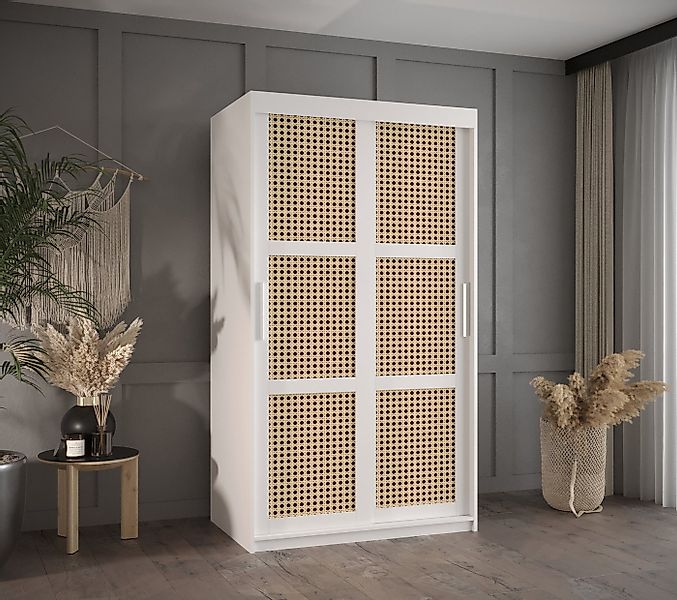 MOEBLO Schiebetürenschrank ABIA (Rattangeflecht Rattan Schrank Boho Schrank günstig online kaufen