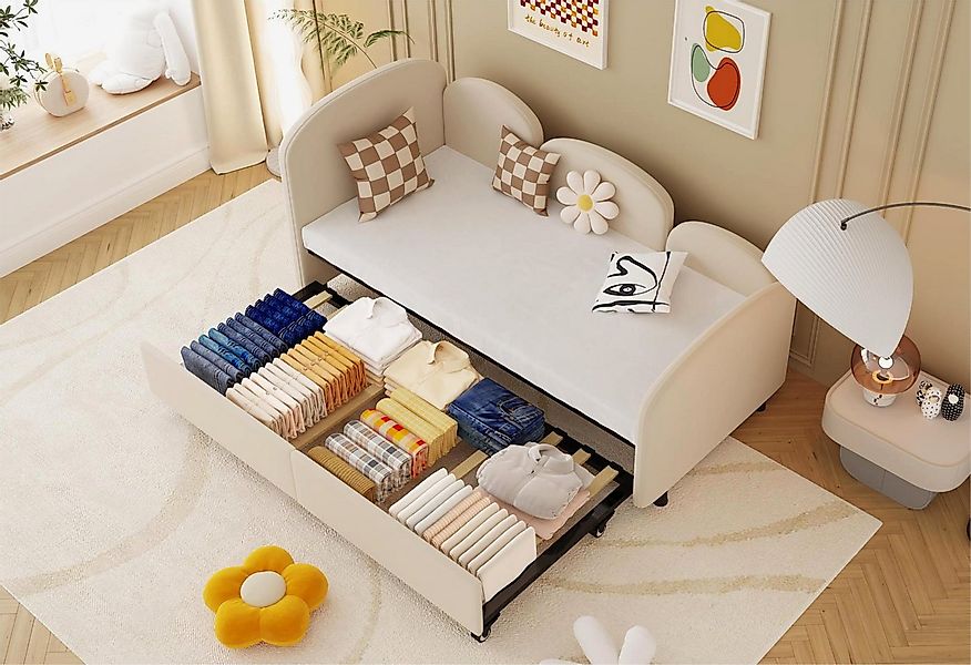 LVHOM Polsterliege 90x200cm,Tagesbett mit Ausziehbett 90x200cm,Stauraum,Sam günstig online kaufen