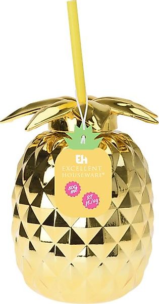 TRINKBECHER ANANAS GOLD 1 Stück Polypropyleen Gelb günstig online kaufen