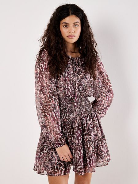Apricot Druckkleid Patchworkkleid, mit Rüschen günstig online kaufen