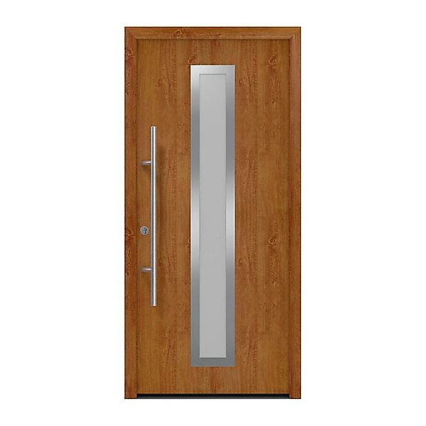 EcoStar Haustür Isopro Secur IPS 700S Golden Oak 110 cm x 210 cm DIN L günstig online kaufen