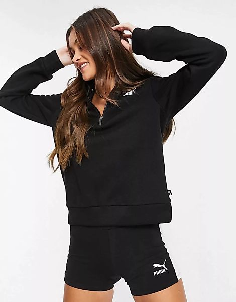 Puma Essentials – Schwarzes Sweatshirt mit Reißverschlusskragen günstig online kaufen