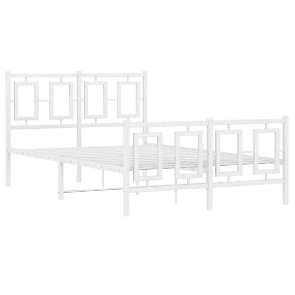 vidaXL Bettgestell mit Kopf- und Fußteil Metall Weiß 120x200 cm 374306 günstig online kaufen