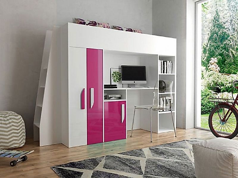 Feldmann-Wohnen Hochbett PARTY (Etagenbett, mit Schrank und Schreibtisch) F günstig online kaufen