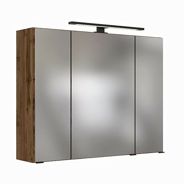 Lomadox Spiegelschrank MANLY-03 Badschrank Spiegel Badmöbel 3D LED 80 cm Ei günstig online kaufen