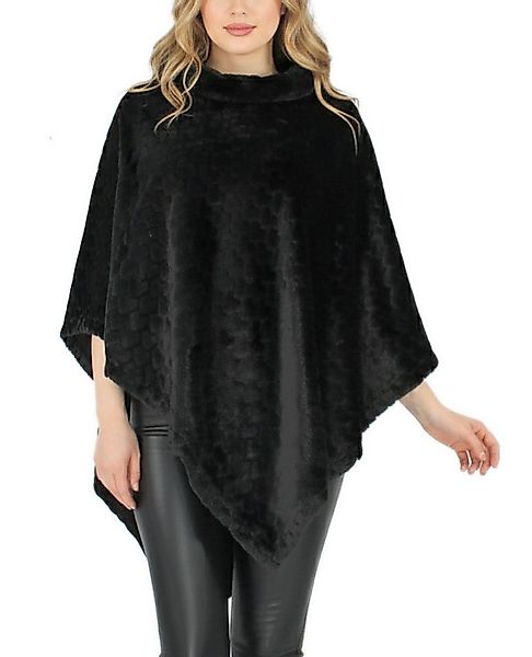 dy_mode Poncho Damen Kunstfell-Poncho Kuscheliger Umhang mit Herzchen-Muste günstig online kaufen