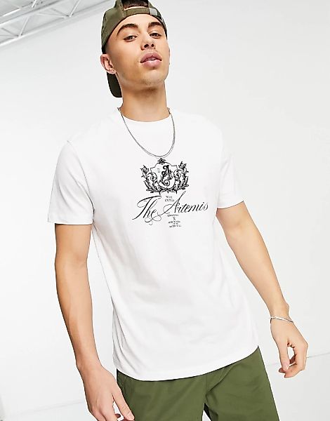 ASOS DESIGN – T-Shirt in Weiß mit Print vorne günstig online kaufen