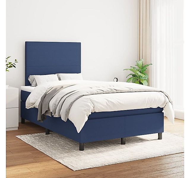 vidaXL Boxspringbett Boxspringbett mit Matratze Blau 120x200 cm Stoff Bett günstig online kaufen