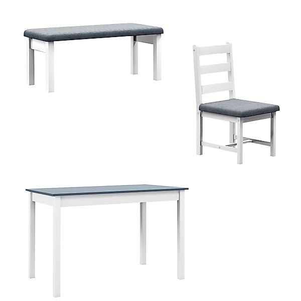 HOMCOM Essgruppe, Esstisch mit 2 Gepolsterten Stühlen, Bank, 4-Teiliges Ess günstig online kaufen