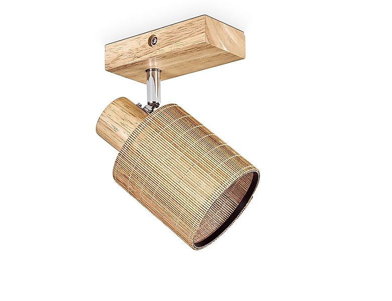 hofstein Deckenleuchte Deckenlampe aus Holz/Metall/Bambus in Naturfarben/Ch günstig online kaufen