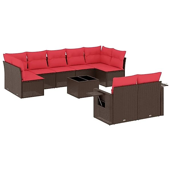 vidaXL 10-Tlg Gartensofa-Set mit Kissen Braun Polyrattan 3220633 günstig online kaufen
