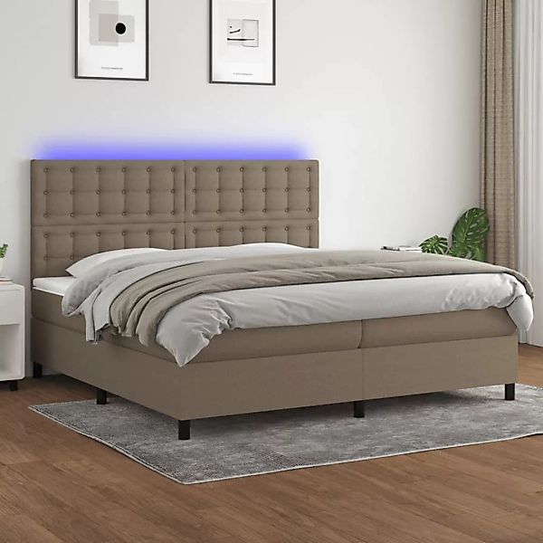 Vidaxl Boxspringbett Mit Matratze & Led Taupe 200x200 Cm Stoff günstig online kaufen