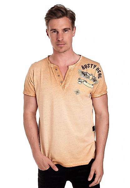 Rusty Neal T-Shirt mit modischer Knopfleiste günstig online kaufen