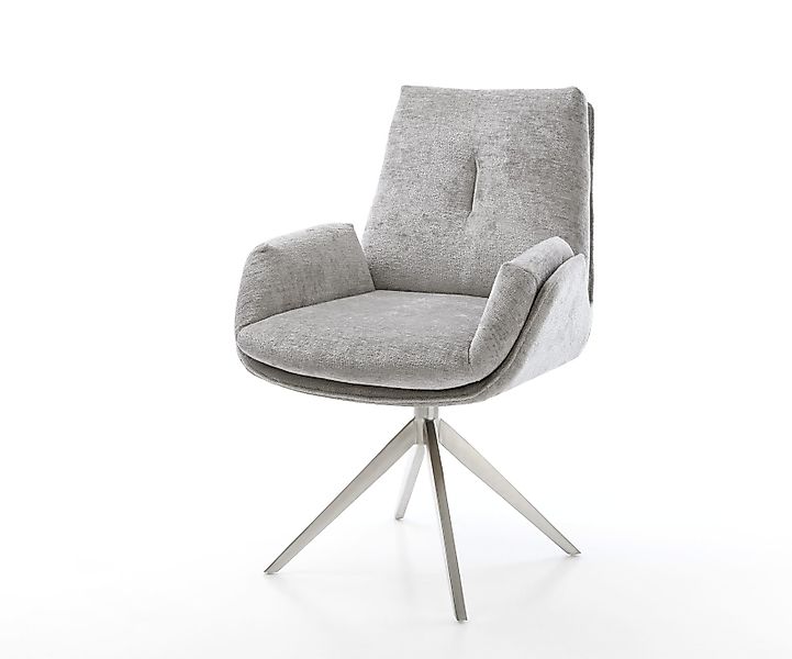 Drehstuhl Clea-Flex Chenille Silbergrau Kreuzgestell breit Edelstahl 360° d günstig online kaufen