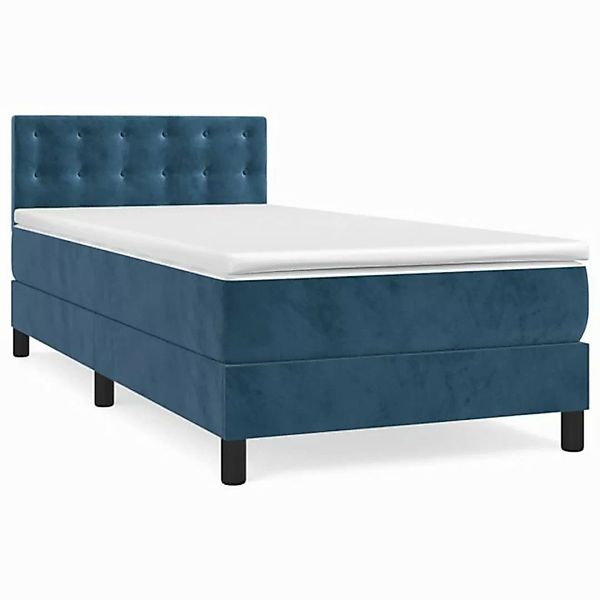 vidaXL Boxspringbett Boxspringbett mit Matratze Dunkelblau 100x200 cm Samt günstig online kaufen